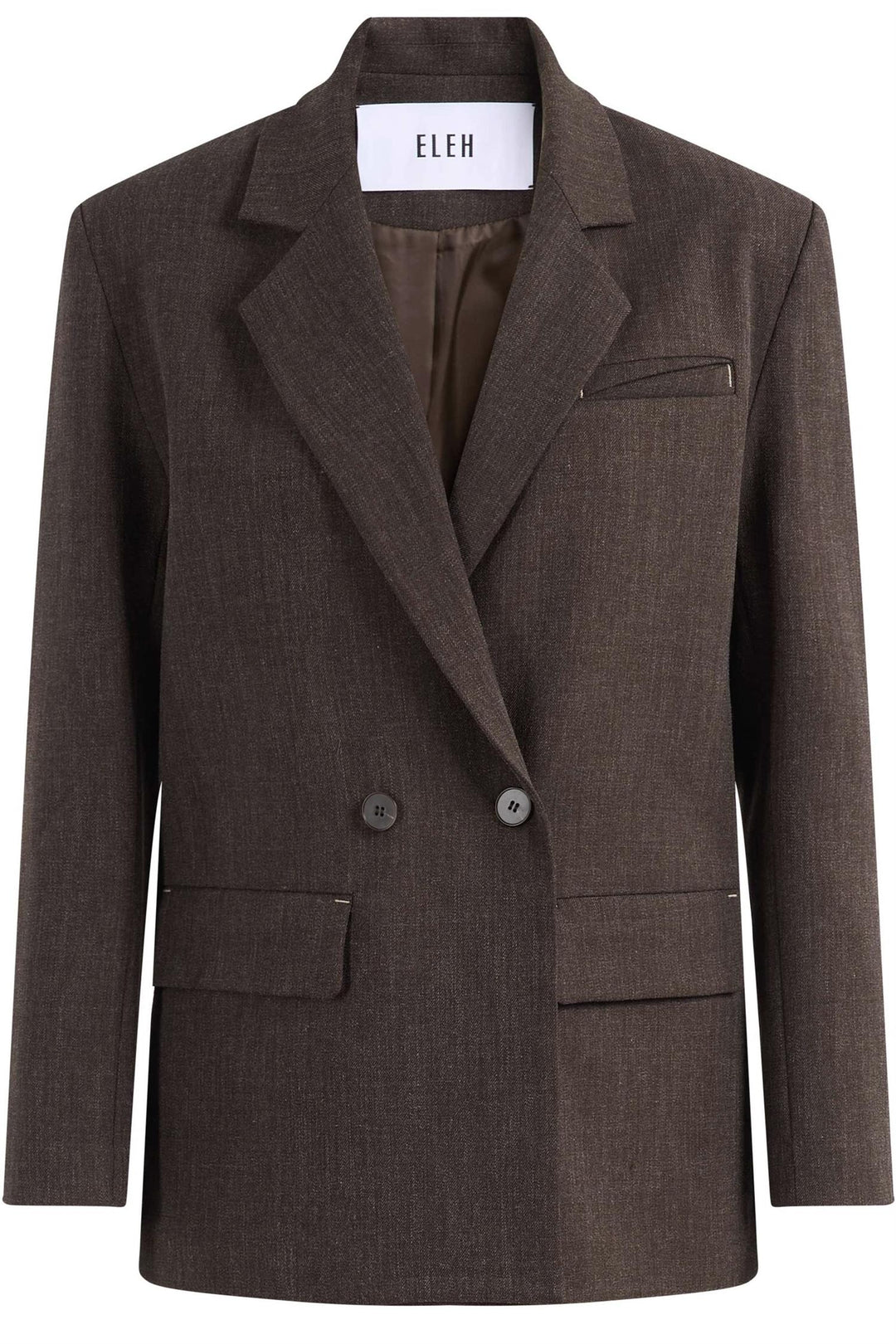 Double-Breasted Notch-Lapel Blazer Dark Brown