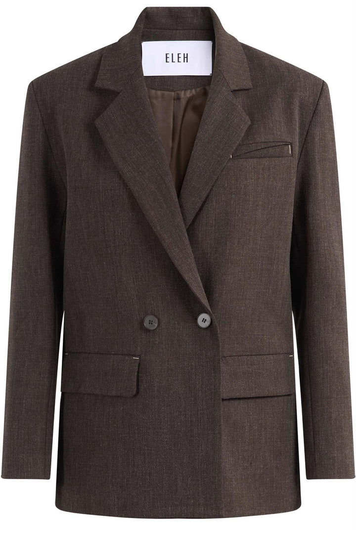 Double-Breasted Notch-Lapel Blazer Dark Brown
