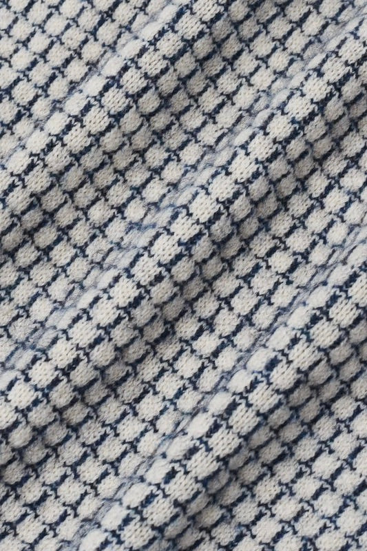 Waffle Knitwear Cardigan Drôle Patch Navy