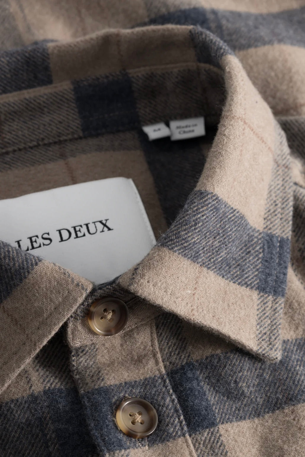 Lennon Flannel Check Overshirt Desert Taupe/Dark Navy