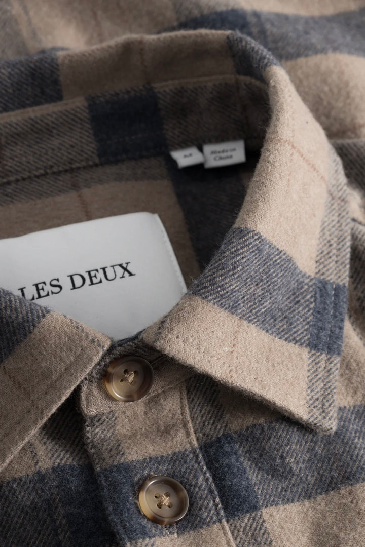 Lennon Flannel Check	Overshirt Desert Taupe/Dark Navy