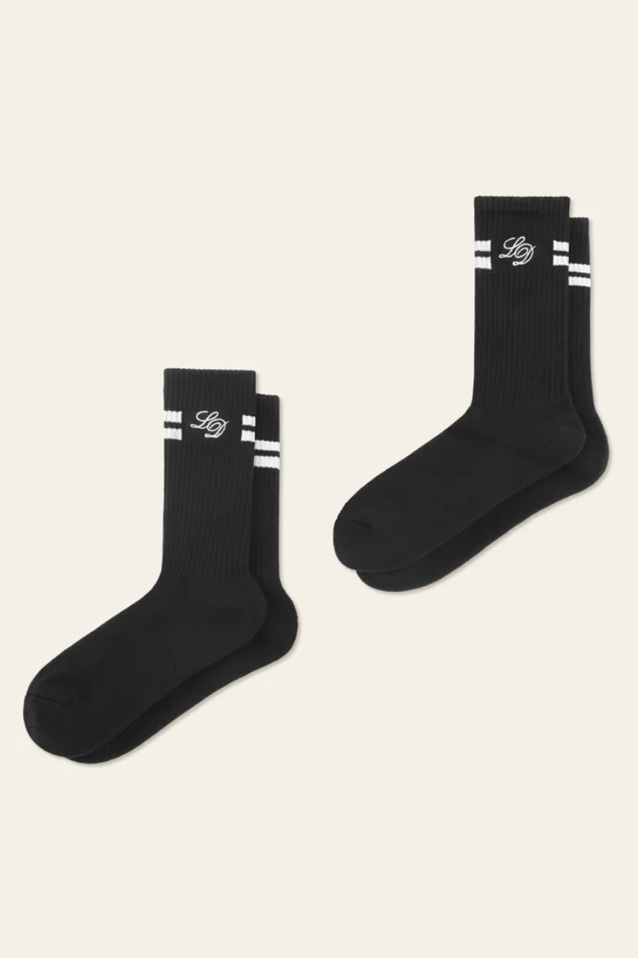 LES DEUX Les Deux Half Terry Socks 2-Pack Black - Dale