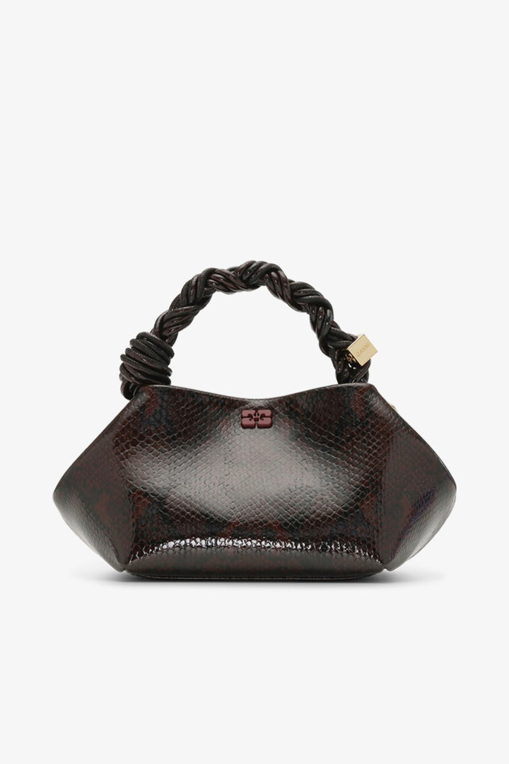 Ganni Bou Bag Small Dark Burgundy Snake