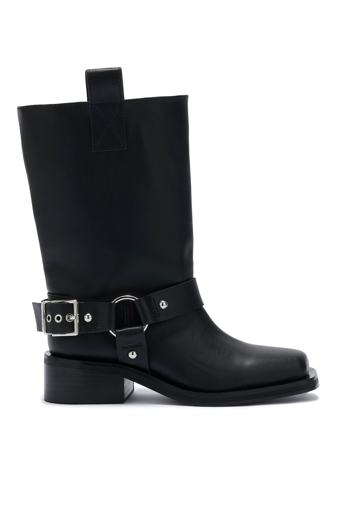 Mid Shaft Biker Boots Black