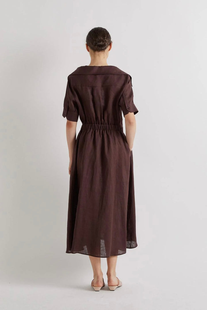 Linen Midi Dress Moka