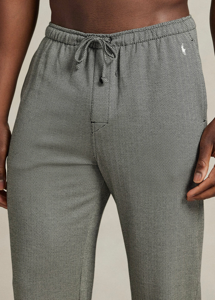 Jacquard-Knit Pyjama Set Black/Cream