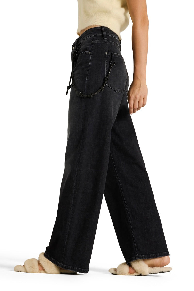 CAMBIO Baggy Mit Strasskette Denim Dark Cozy Midblack - Dale