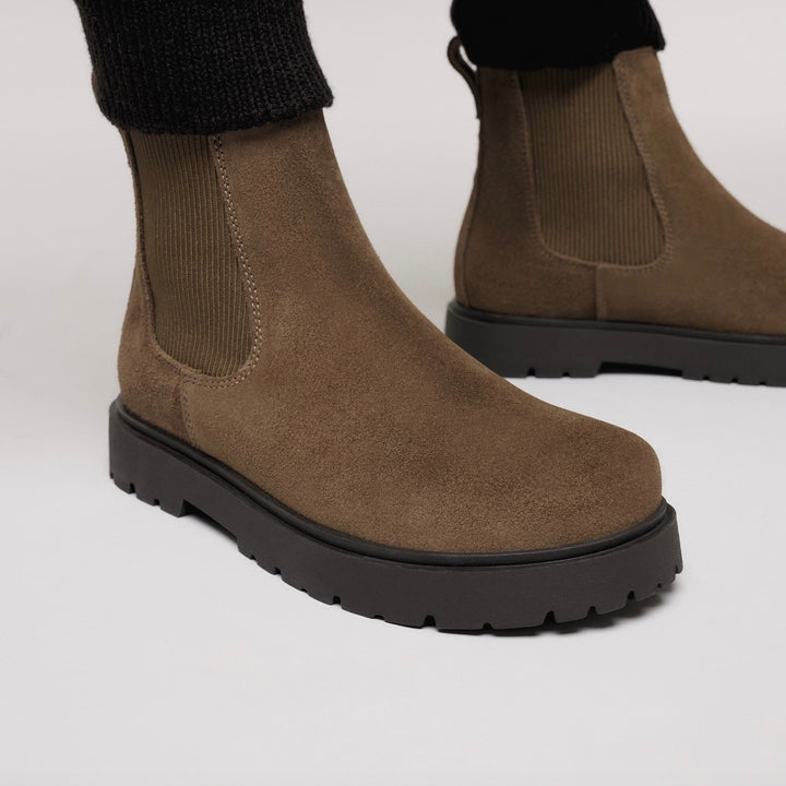 Highwood Slip on Women Suede Leather Dark Tea
