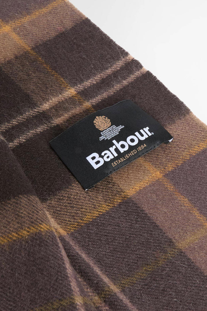 Barbour Mineral Tartan Wool-Cashmere Scarf Dried Bracken