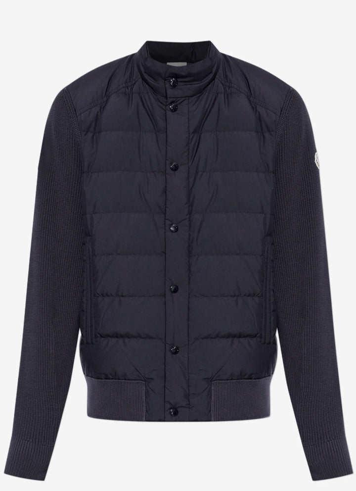 Quilted Front Cardigan Dark Blue