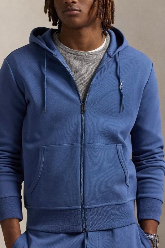 Double-Knit Full-Zip Hoodie Earth Blue – Dale