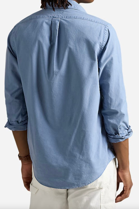 Slim Fit Garment-Dyed Oxford Shirt Channel Blue