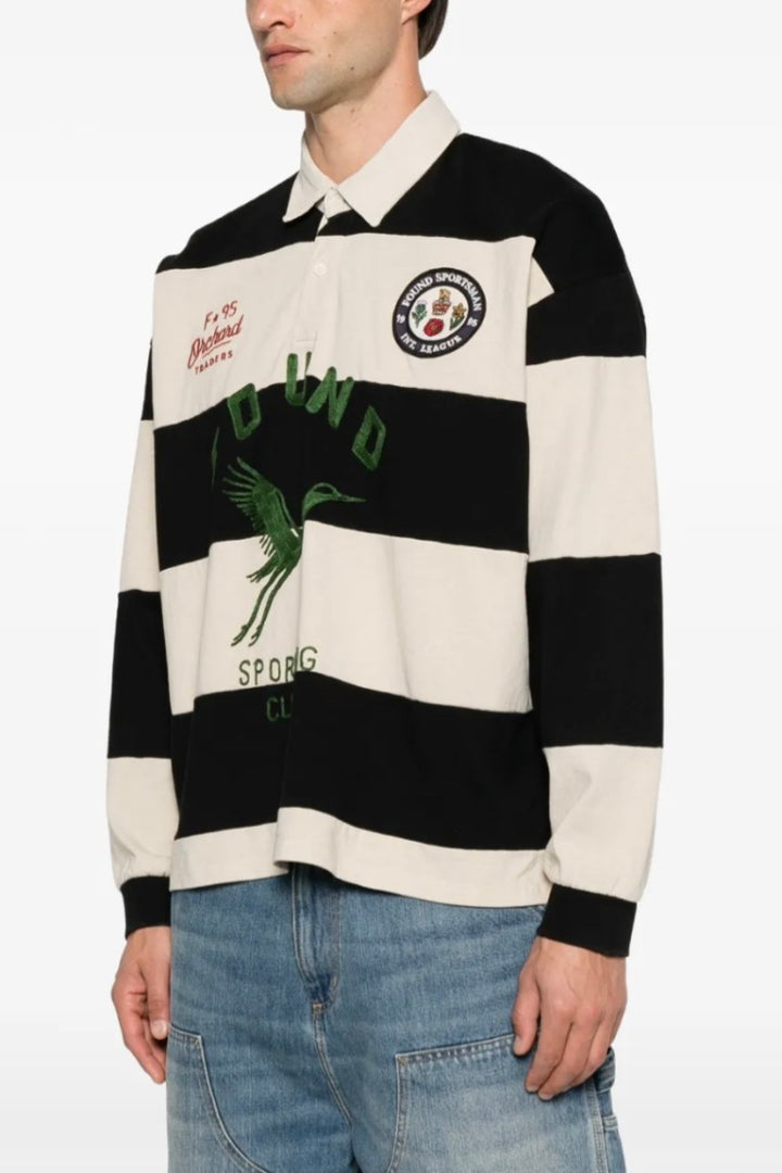 Bird Logo Rugby Shirt Offwhite/Faded Black