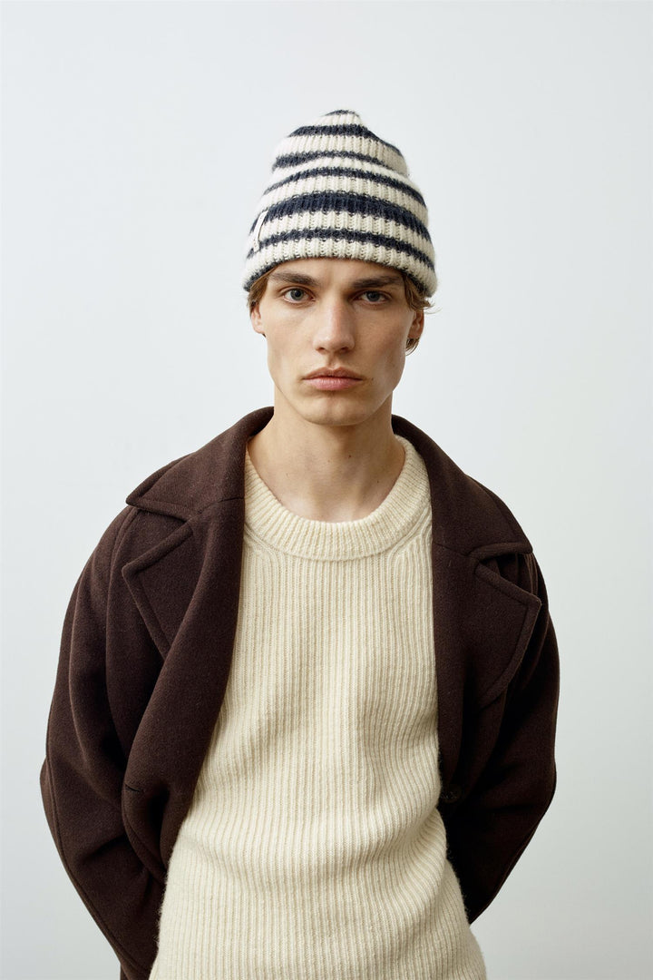 O.A.D O.A.D Ribbed Beanie White/Navy - Dale