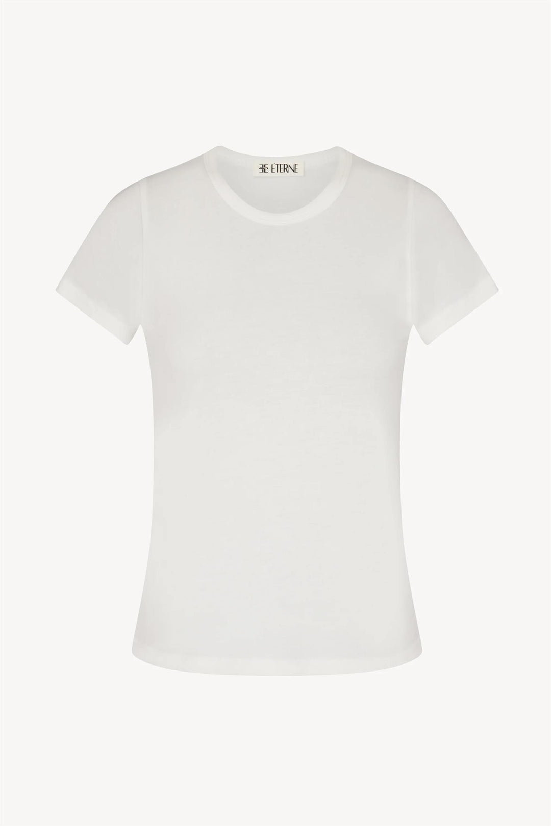 Fitted Crew Neck Short Sleeve T-Shirt Ivory