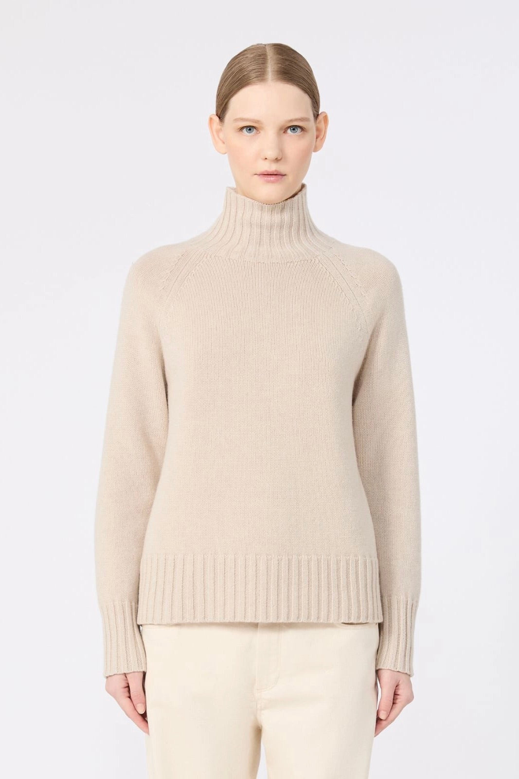 Wool and Cashmere Polo-neck Sweater Albino