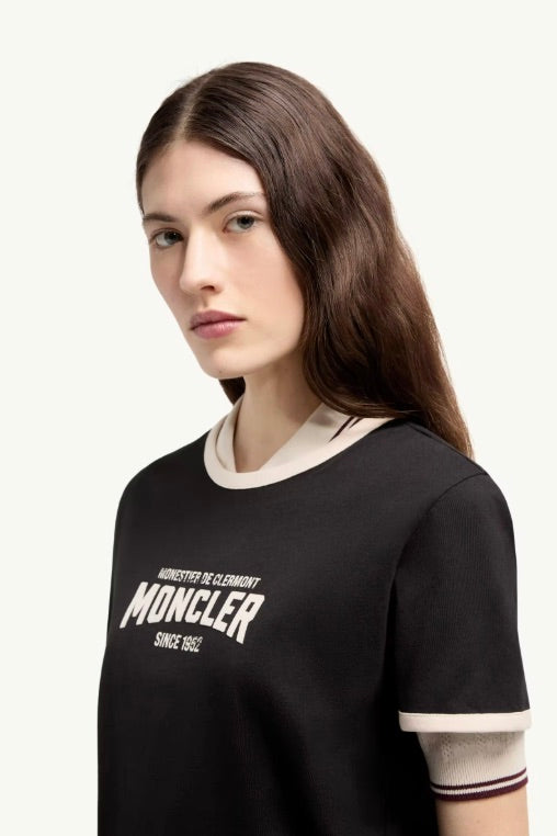 MONCLER Logo Print Cotton T-Shirt Black - Dale