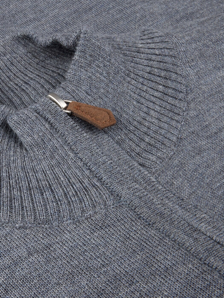 Merino Wool Zip Cardigan Grey