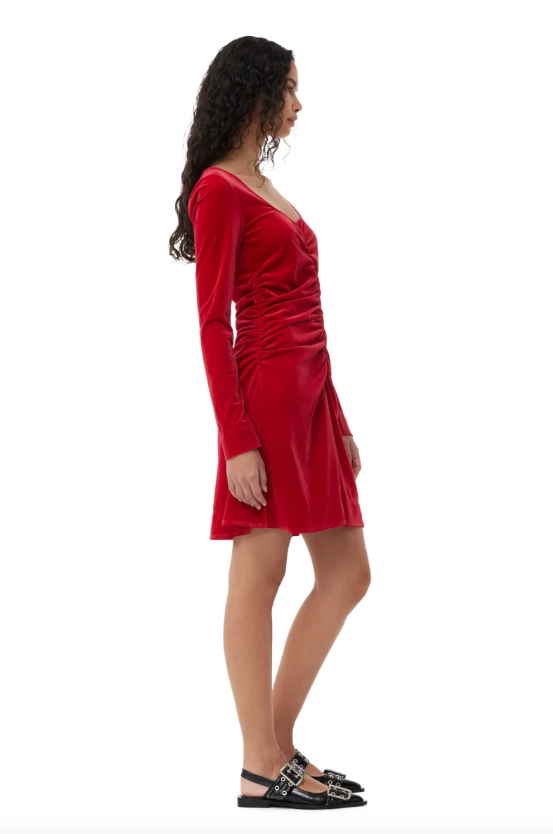 GANNI - Velvet Jersey Mini Dress - Dale