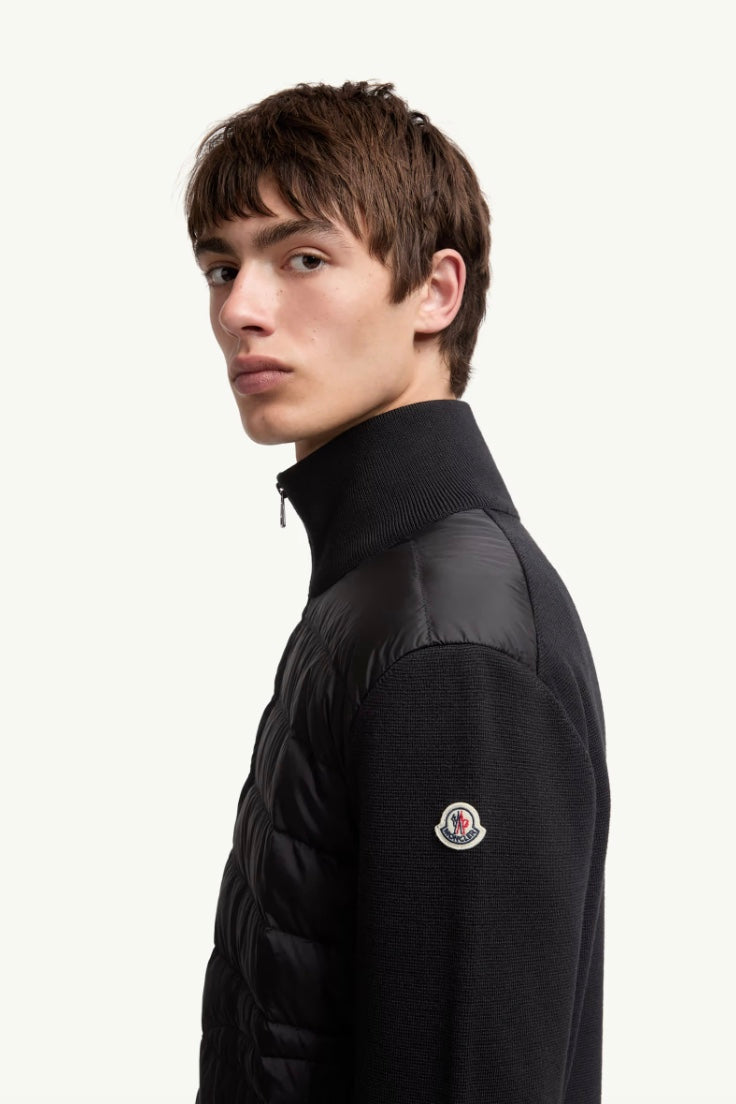Padded Zip-Up Cardigan Black