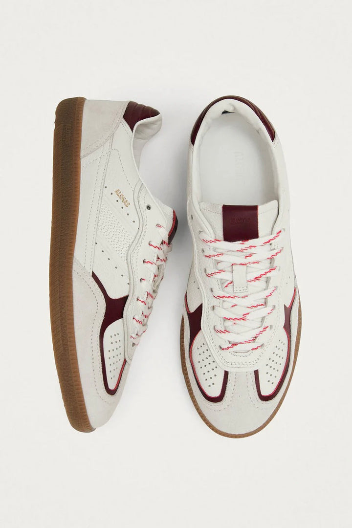 Tb.490 Rife Grain White Burgundy Leather Sneakers