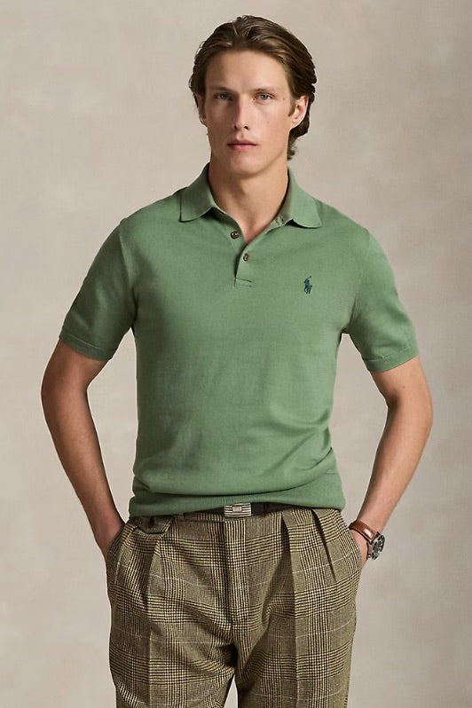 Cotton Polo-Collar Jumper Fatigue Green