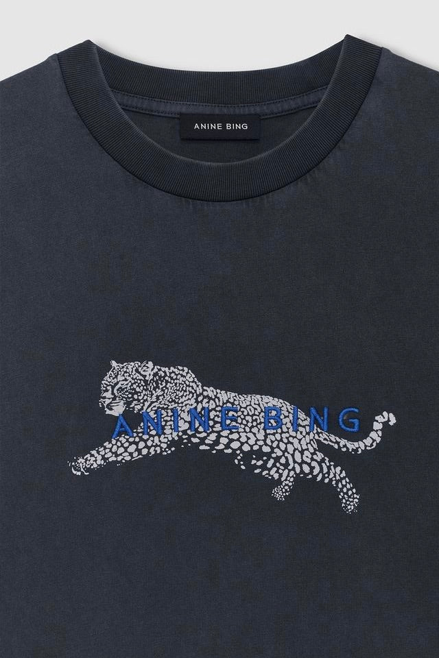 Cade Tee Leopard Washed Black