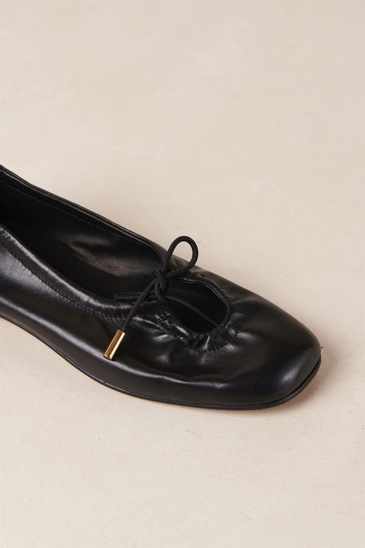 Rosalind Black Leather Ballet Flats