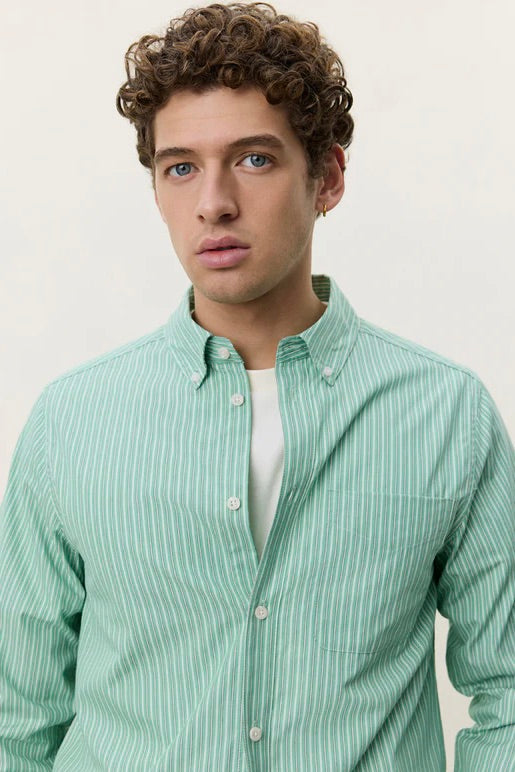 Stripe Poplin Shirt Green Spruce