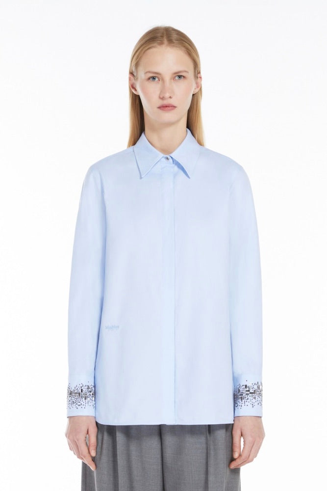 Queva Cotton Poplin Shirt Light Blue