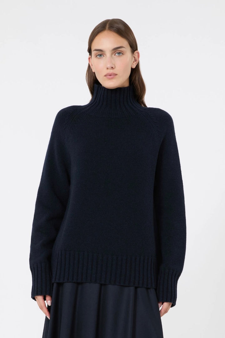 Wool and Cashmere Polo-neck Sweater Ultramarine