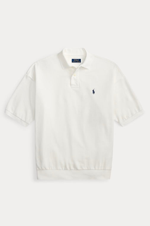 Relaxed Fit Mesh Polo Shirt White