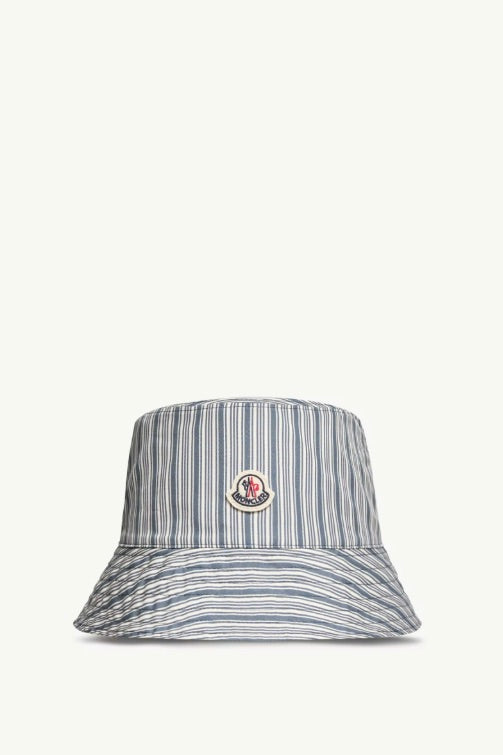 Reversible Striped Cotton Bucket Hat Blue&White