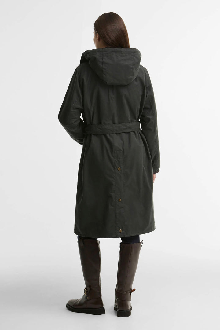 Barbour Antoinette Longline Waxed Jacket Sage
