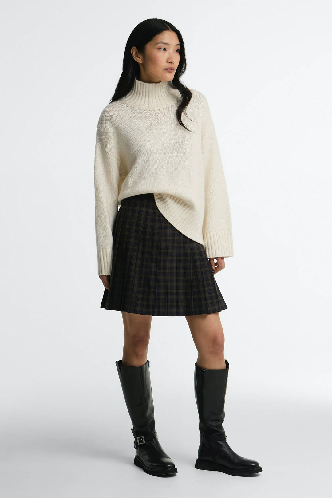 Woodhouse Cashmere-Blend Funnel Neck Jumper Summer Pearl/Ecru