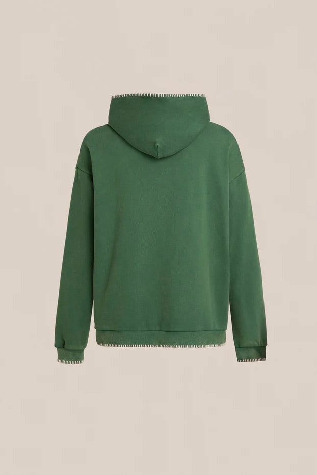 Stitched Border Hoodie Vintage Forest