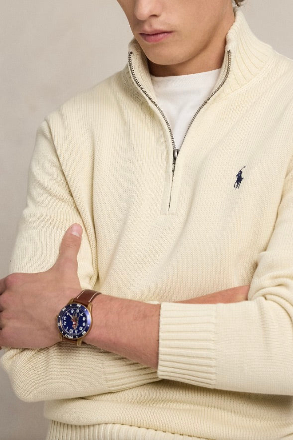 Cotton Quarter-Zip Jumper Andover Cream