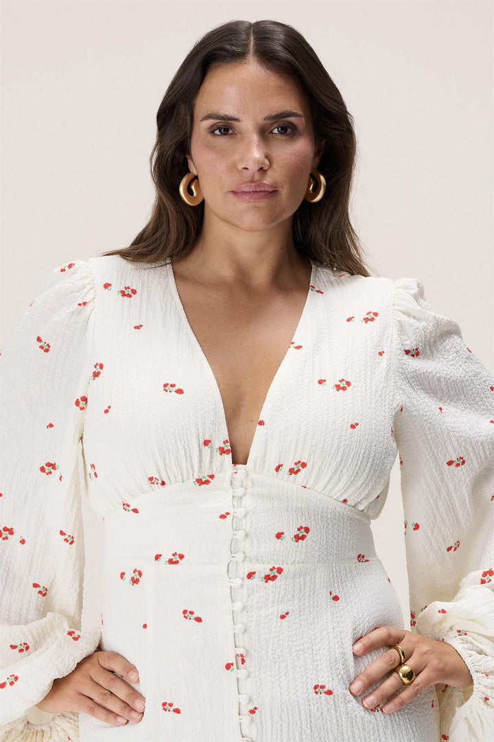 Florence Dress White/Red Rose