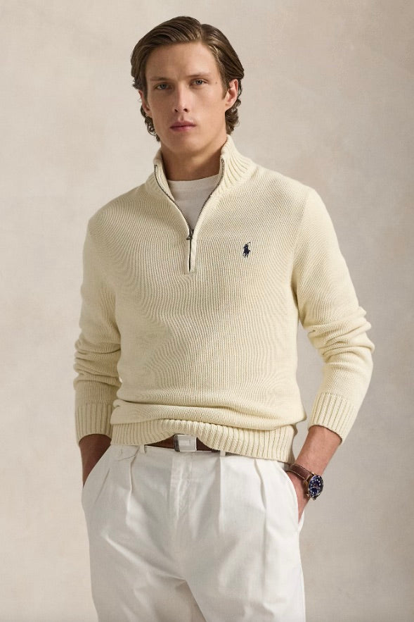 Cotton Quarter-Zip Jumper Andover Cream