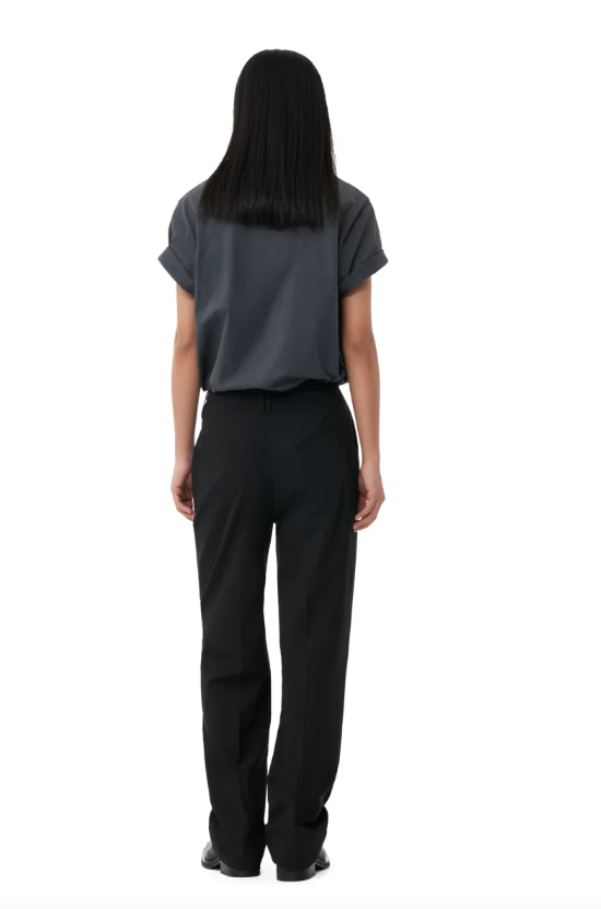 GANNI Drapey Melange Slim Mid-high Waisted pants - Dale