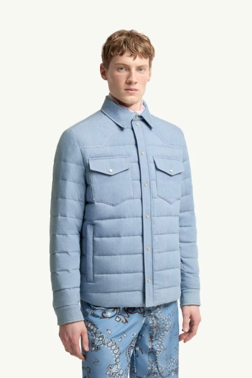 Tiriol Denim Down Shirt Jacket Pastel Blue