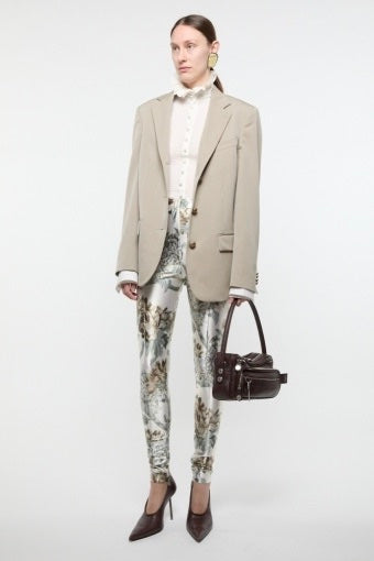 Layered Wool Suit Jacket Beige