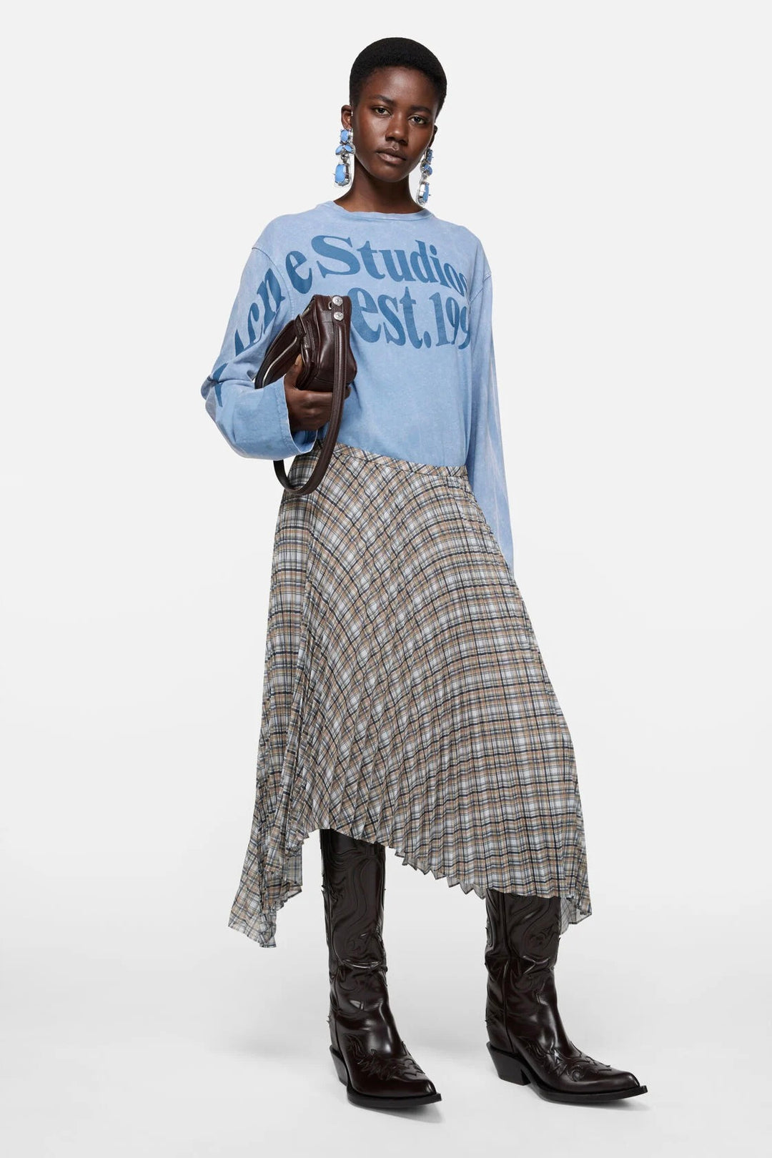 ACNE STUDIOS Relaxed Fit Graphic T-Shirt Dirty Blue - Dale