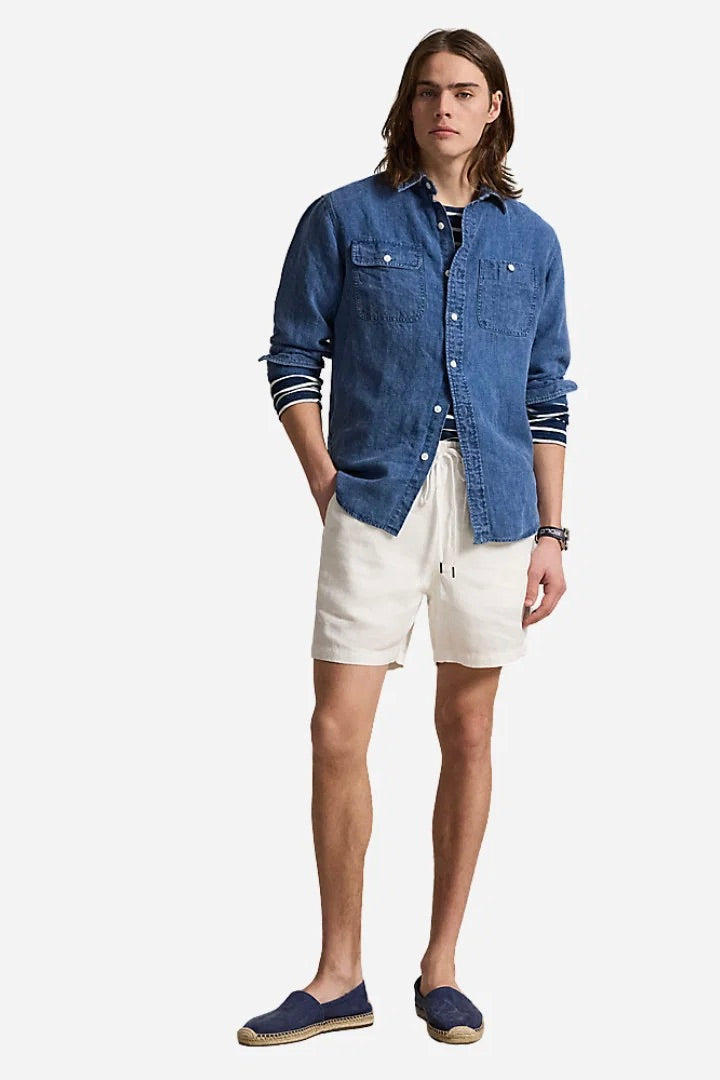 Linen Denim Sport Shirt Medium Indigo