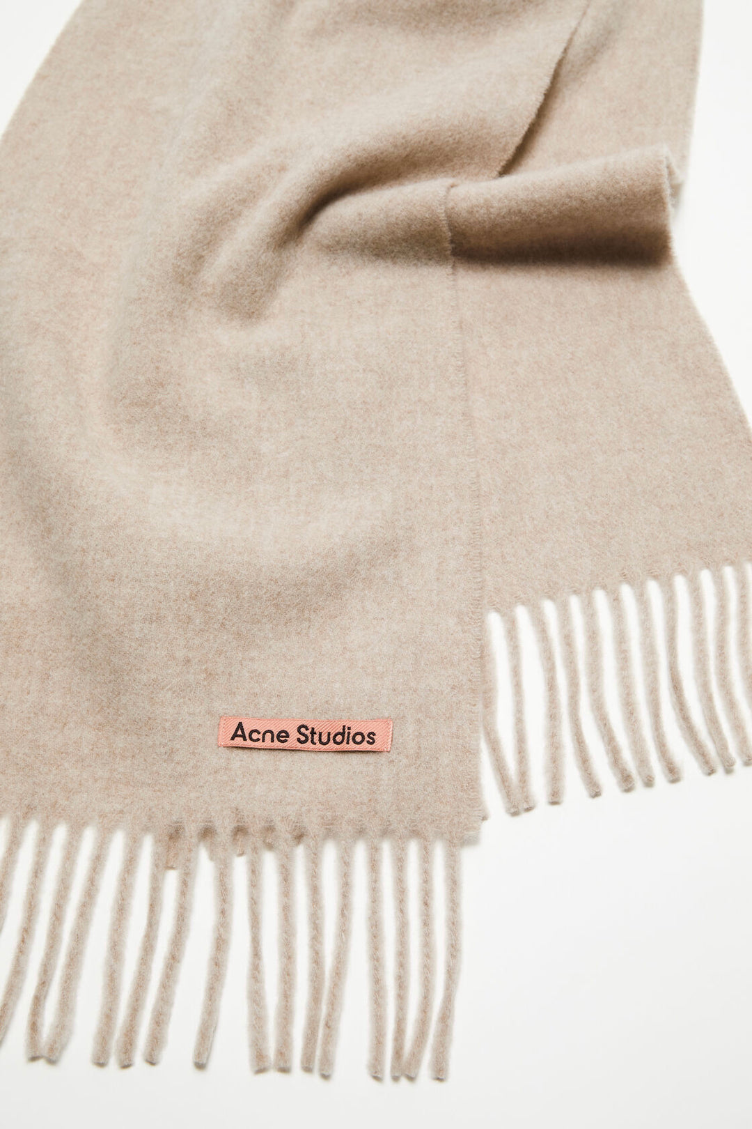 Fringe Wool Scarf Skinny Oatmeal Melange