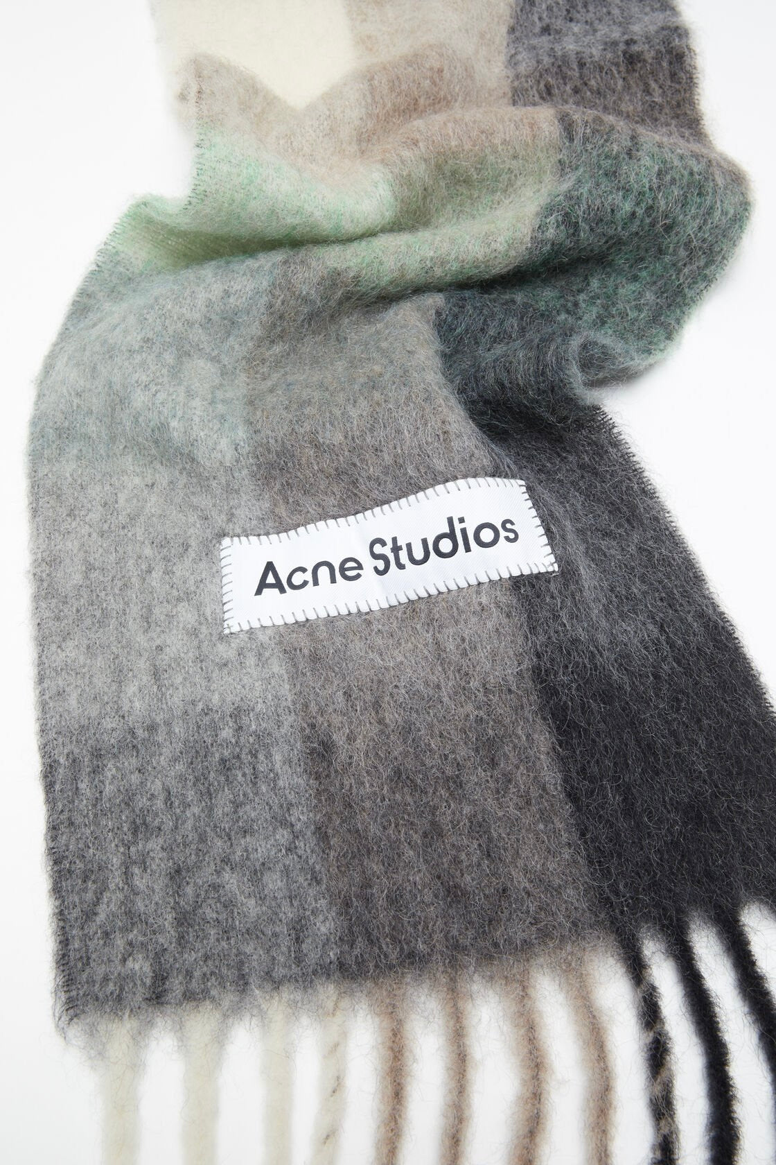 Mohair Checked Scarf Green/Grey/Black – Dale