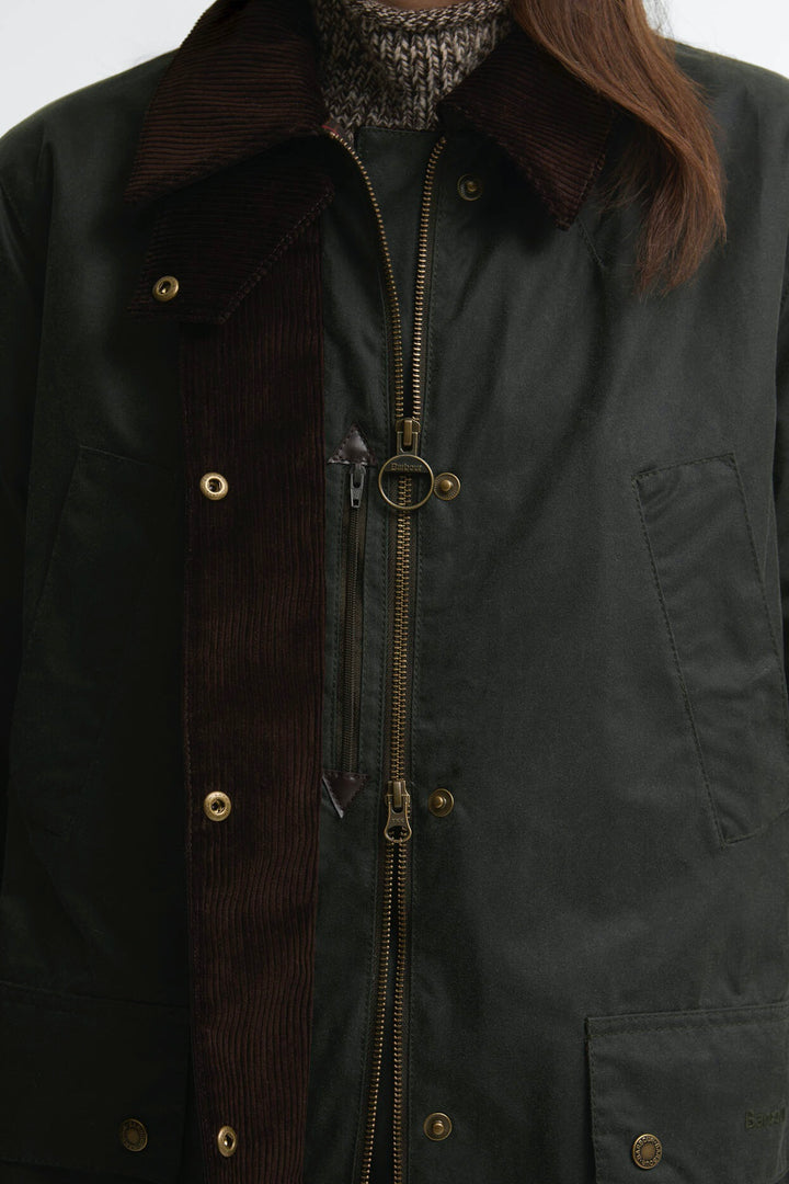 Barbour Antoinette Longline Waxed Jacket Sage