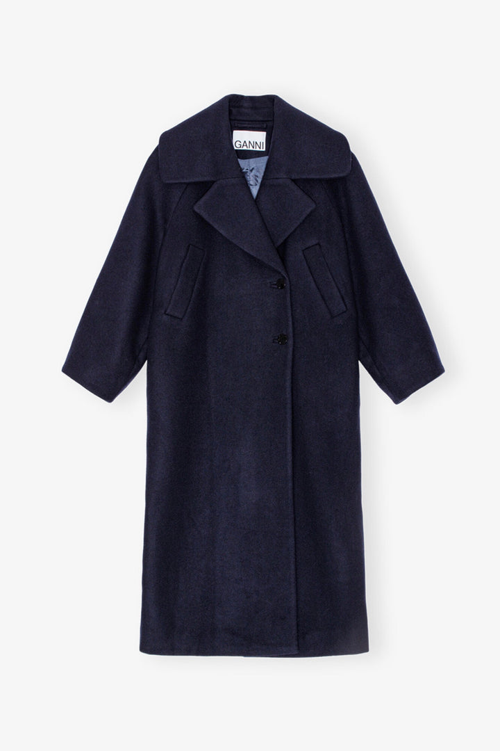 Boiled Wool Large Collar Coat