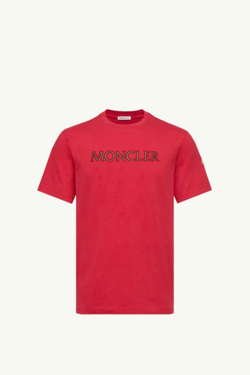 MONCLER Logo Print Cotton T-Shirt Red - Dale