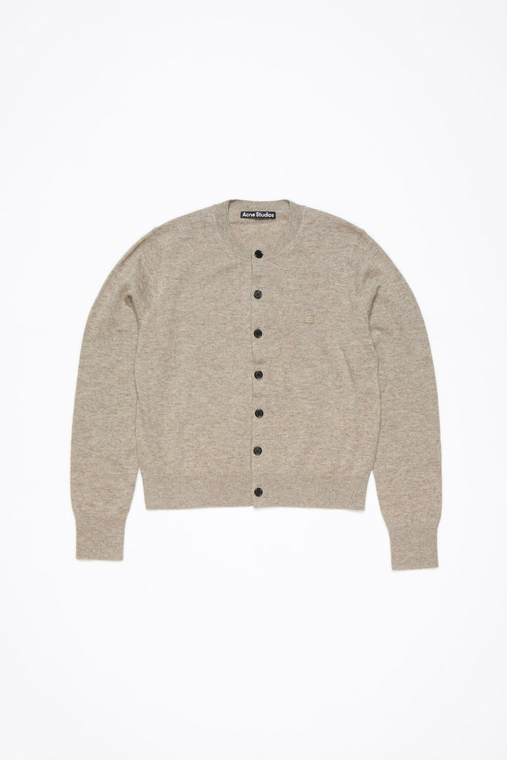 Cardigan Yak Wool Fitted Greige Melange